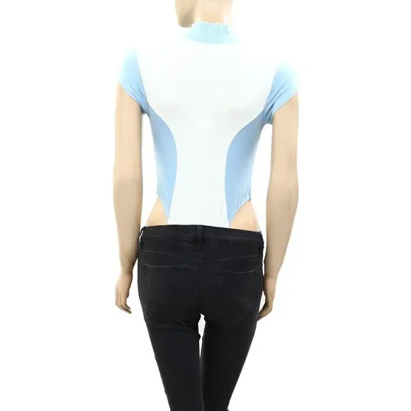 Out From Under Urban Outfitters Samira Bodysuit Top High Neck Zip-Up S 285380 - Picture 6 of 9